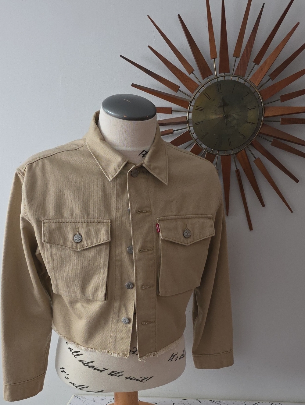 Levi's Womens Tan Cropped Work-Style Jacket